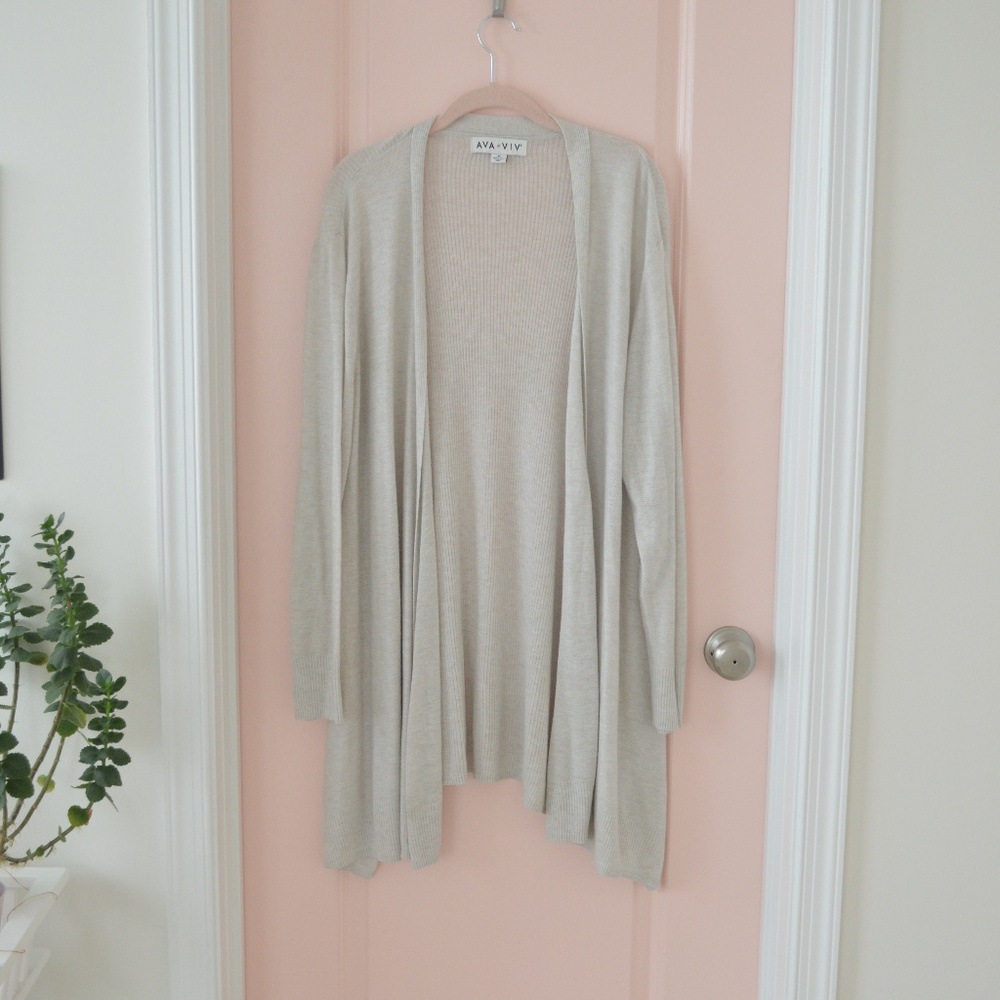 EUC Ava and Viv Oatmeal Long Cardigan
